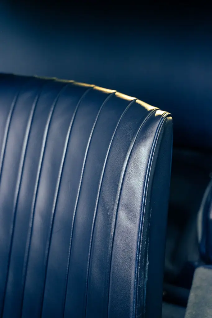 Detail embleme Aston Martin capot — Aston Martin DB2/4 Mk1 1953 Bleu Bavaria — Boche Automobiles